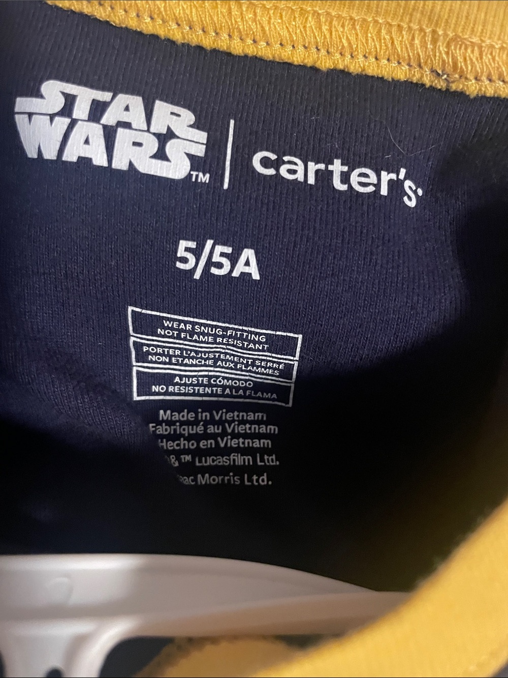 Carter's Star Wars Glow in the Dark Stormtrooper Kids Pajama Set Size 5 - Picture 4 of 6
